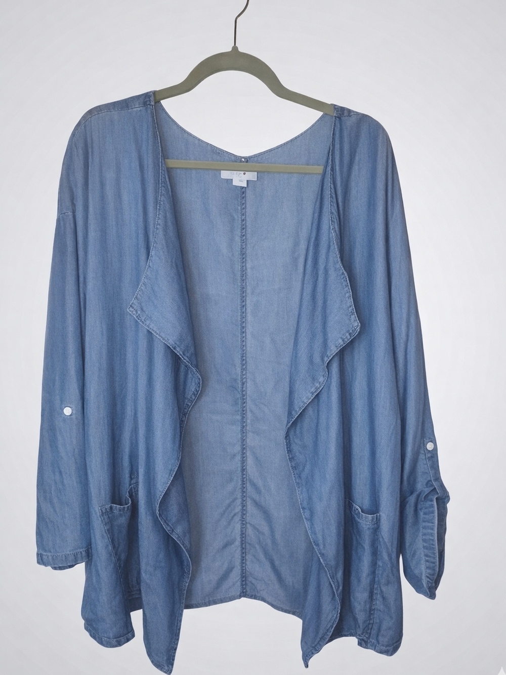 intro. Light Blue Draped Utility Jacket